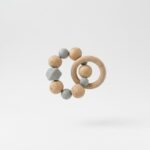 Ahşap Diş Kaşıyıcı Bebek Oyuncağı | Silikon Boncuklu Çıngırak | BPA Free Organik Dişlik